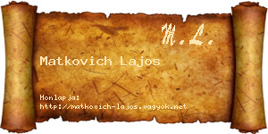 Matkovich Lajos névjegykártya